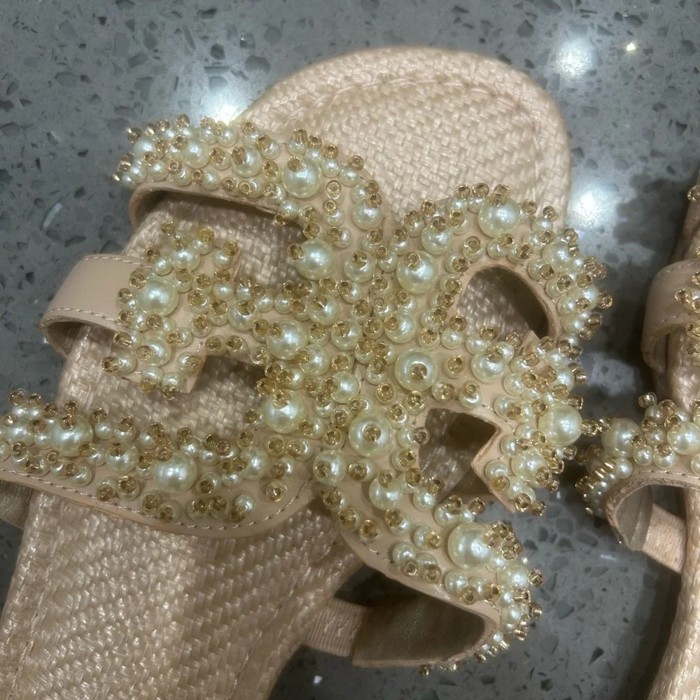 Elegant Pearl Embellished Women's Slides - Picture 8 of 8